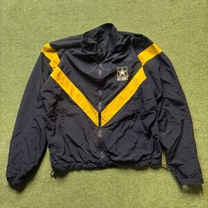 U.S. Army Physical Jacket Black Gold Reflective Small Military PT Windbreaker